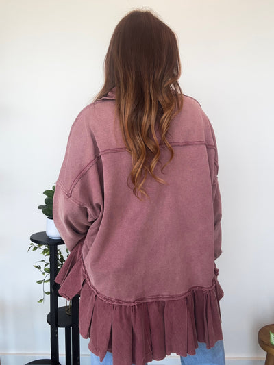 Abigail Flowy Shacket- Dusty Rose-110 - TOPS - LONG SLEEVE-SHE & SKY-[option4]-[option5]-[option6]-Leather & Lace Boutique Shop