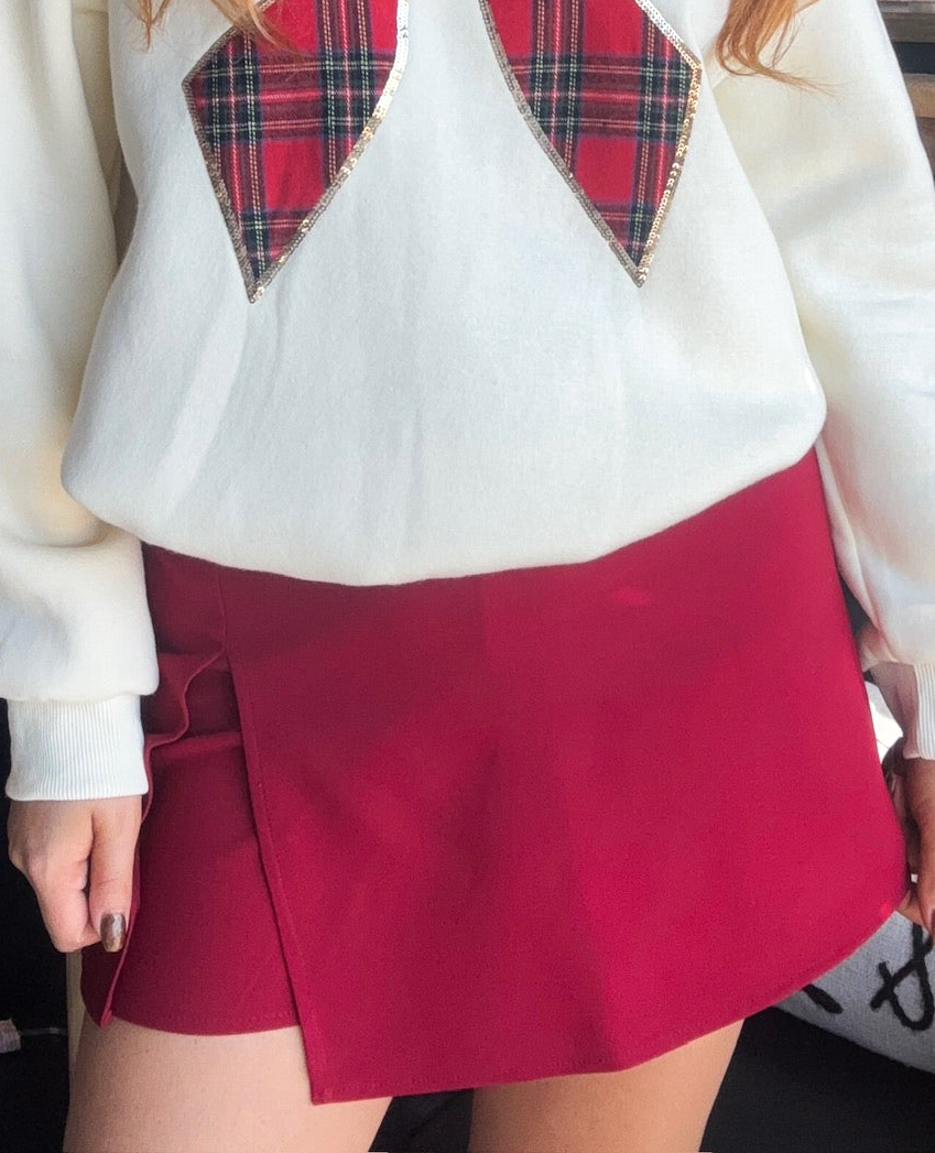Holly Mini Skort- Crimson-160 - BOTTOMS - OTHER-HAVE FASHION-[option4]-[option5]-[option6]-Leather & Lace Boutique Shop