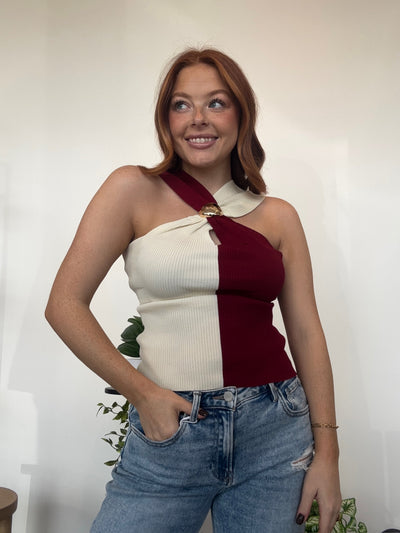 Color Block Halter Tank
