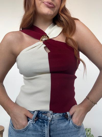 Color Block Halter Tank