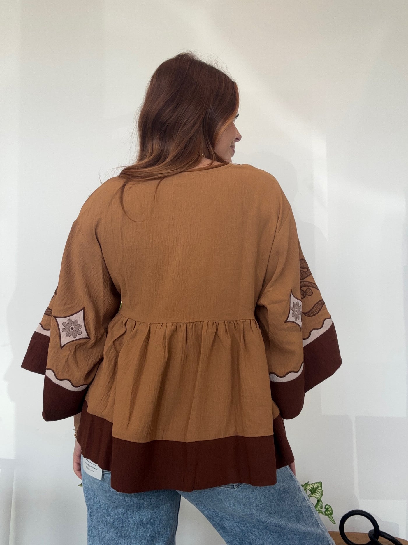 Embroidered Bell Sleeve Top