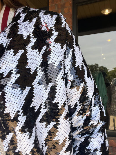 Rammer Jammer Houndstooth Sequin Jacket-140 - TOPS - LAYERS/OUTERWEAR-TRU COLORS-[option4]-[option5]-[option6]-Leather & Lace Boutique Shop
