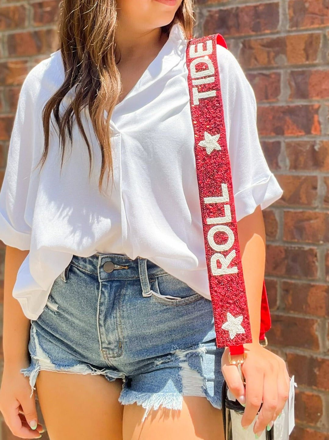Roll Tide Sequin Bag Strap-190 - ACCESSORIES - BAGS/BELTS-TRU COLORS-[option4]-[option5]-[option6]-Leather & Lace Boutique Shop