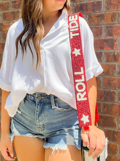 Roll Tide Sequin Bag Strap-190 - ACCESSORIES - BAGS/BELTS-TRU COLORS-[option4]-[option5]-[option6]-Leather & Lace Boutique Shop