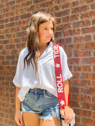 Roll Tide Sequin Bag Strap-190 - ACCESSORIES - BAGS/BELTS-TRU COLORS-[option4]-[option5]-[option6]-Leather & Lace Boutique Shop