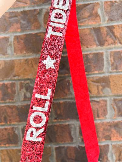 Roll Tide Sequin Bag Strap-190 - ACCESSORIES - BAGS/BELTS-TRU COLORS-[option4]-[option5]-[option6]-Leather & Lace Boutique Shop