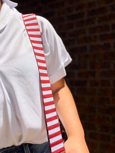 Crimson & White Striped Bag Strap-190 - ACCESSORIES - BAGS/BELTS-TRU COLORS-[option4]-[option5]-[option6]-Leather & Lace Boutique Shop