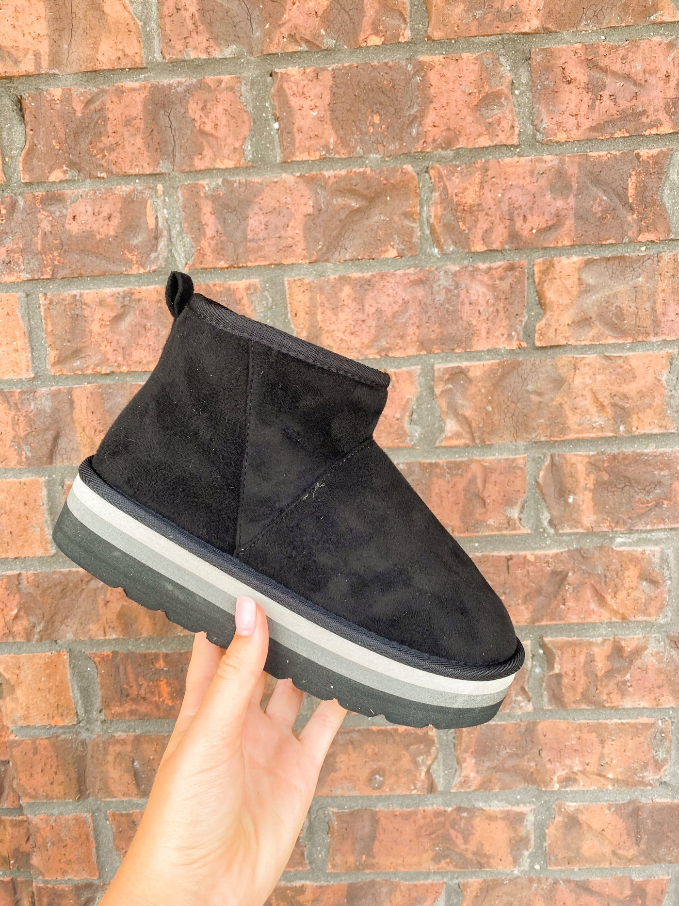 Gabby Fur Lined Platform Boots- Black-180 - SHOES-OLEM-[option4]-[option5]-[option6]-Leather & Lace Boutique Shop