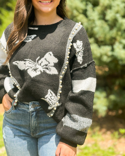 I'll Fly Away Pearl Sweater-130 - TOPS - SWEATERS/SWEATSHIRTS-POL-[option4]-[option5]-[option6]-Leather & Lace Boutique Shop
