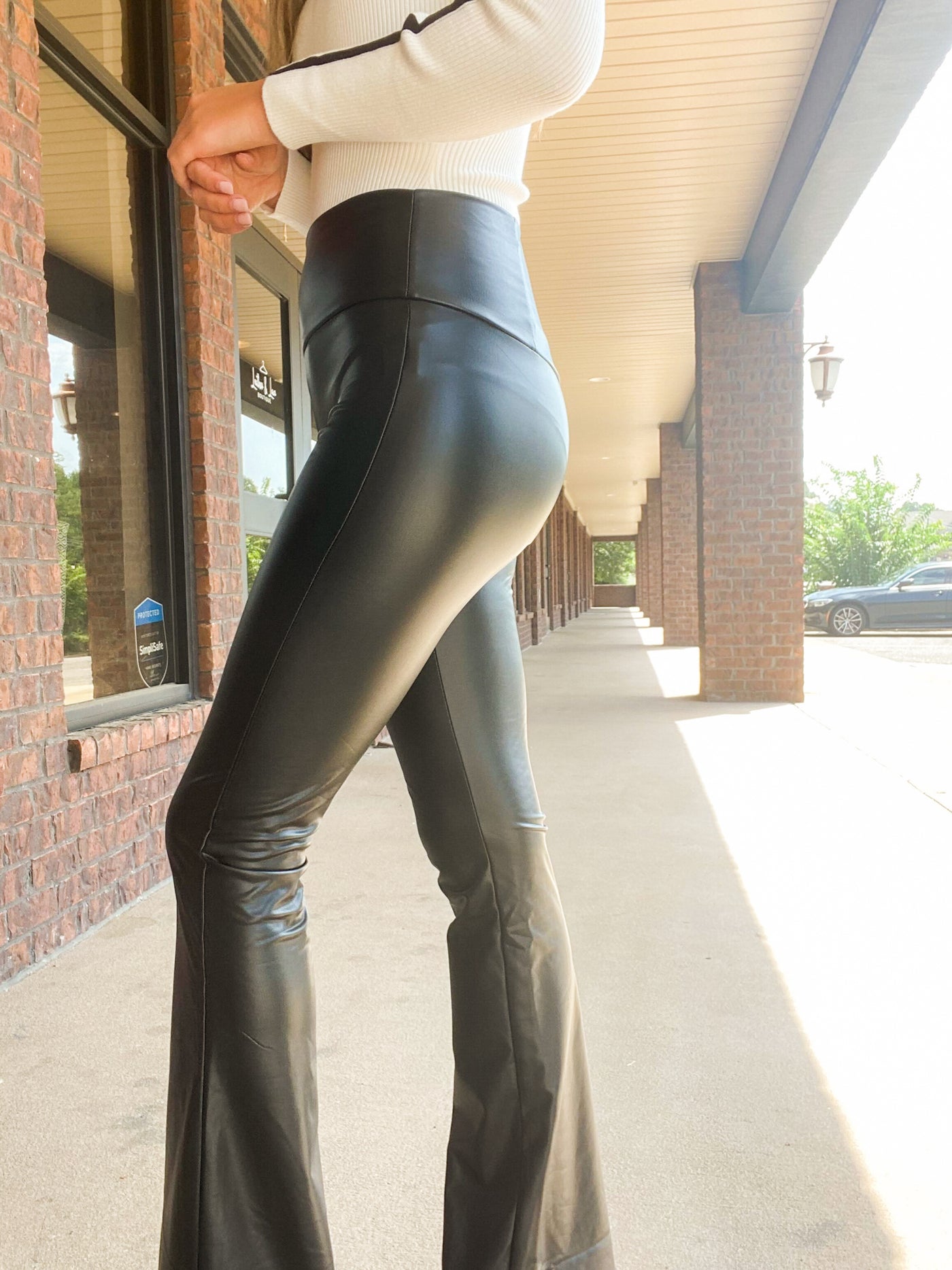 Model Status Flare Leather Leggings-160 - BOTTOMS - OTHER-LE LIS-[option4]-[option5]-[option6]-Leather & Lace Boutique Shop