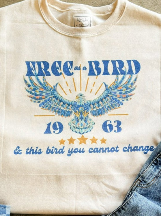 Free As A Bird Graphic Sweatshirt-135 - DEMAND GRAPHIC-LEATHER & LACE-[option4]-[option5]-[option6]-Leather & Lace Boutique Shop