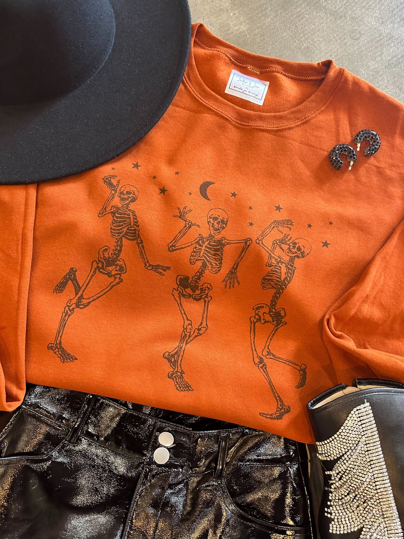 Skeletons At Midnight Graphic Sweatshirt-135 - DEMAND GRAPHIC-LEATHER & LACE-[option4]-[option5]-[option6]-Leather & Lace Boutique Shop