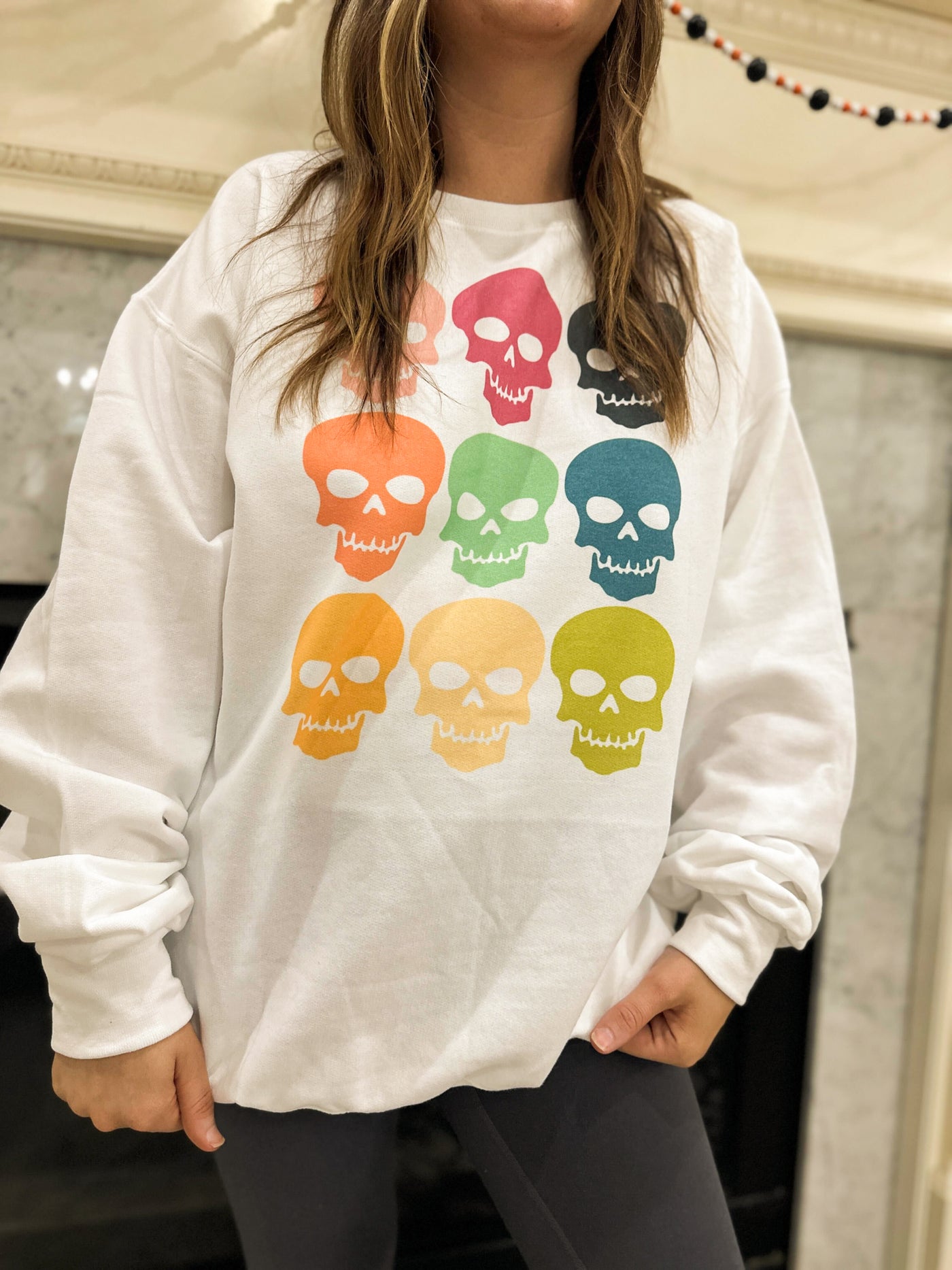 Bright Skulls Graphic Sweatshirt-135 - DEMAND GRAPHIC-LEATHER & LACE-[option4]-[option5]-[option6]-Leather & Lace Boutique Shop