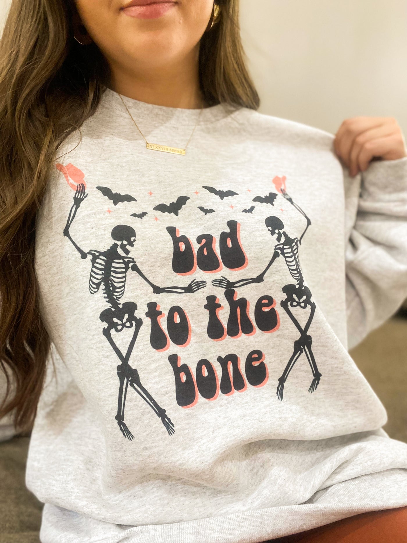Bad to the Bone Graphic Sweatshirt-135 - DEMAND GRAPHIC-LEATHER & LACE-[option4]-[option5]-[option6]-Leather & Lace Boutique Shop