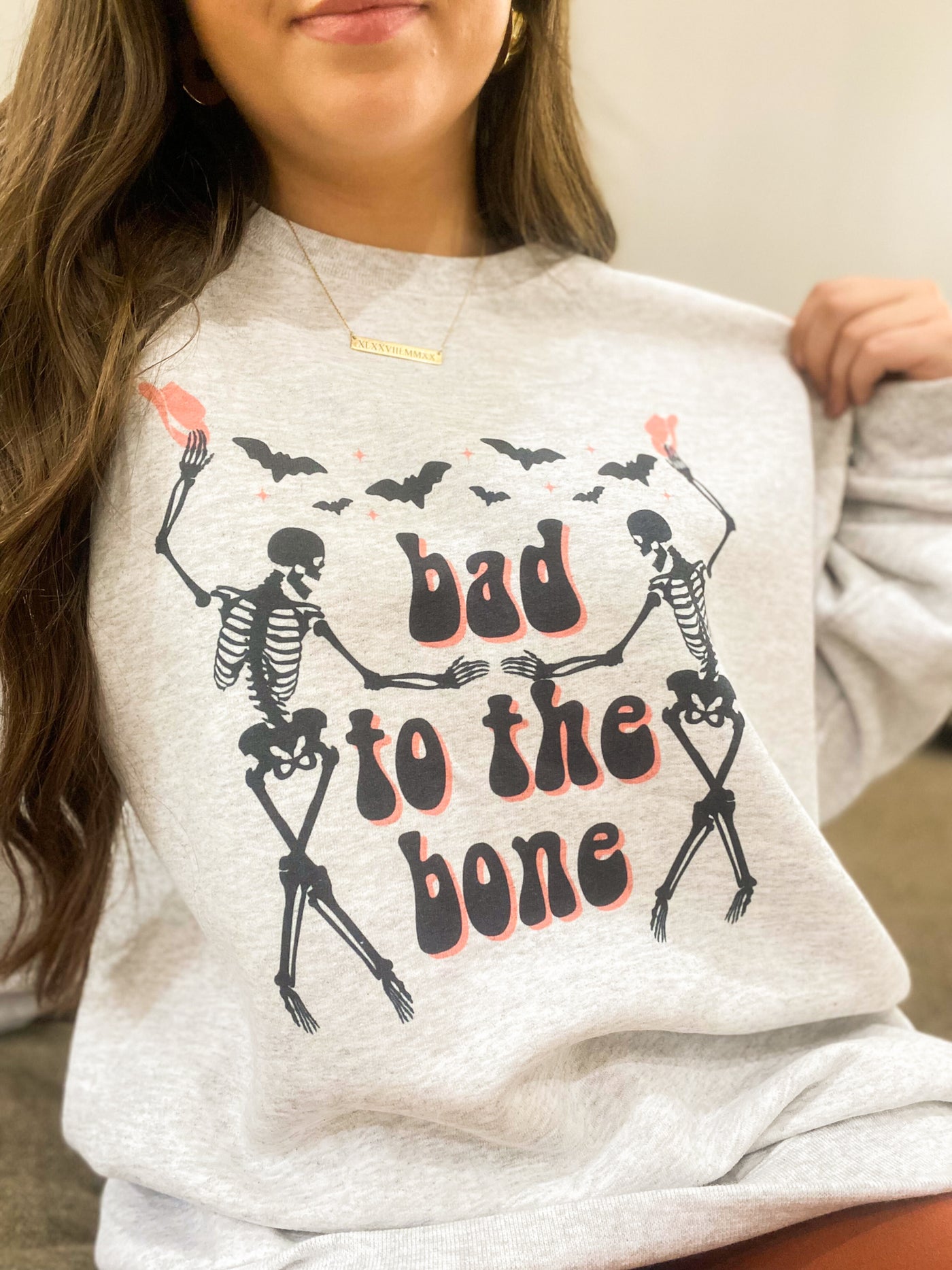 Bad to the Bone Graphic Sweatshirt-135 - DEMAND GRAPHIC-LEATHER & LACE-[option4]-[option5]-[option6]-Leather & Lace Boutique Shop
