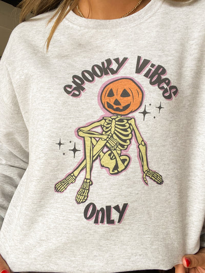 Spooky Vibes Only Graphic Sweatshirt-135 - DEMAND GRAPHIC-LEATHER & LACE-[option4]-[option5]-[option6]-Leather & Lace Boutique Shop