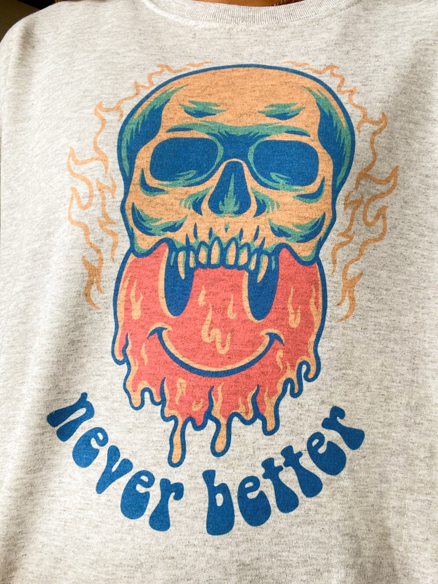 Never Better Smile Melt Graphic Sweatshirt-135 - DEMAND GRAPHIC-LEATHER & LACE-[option4]-[option5]-[option6]-Leather & Lace Boutique Shop