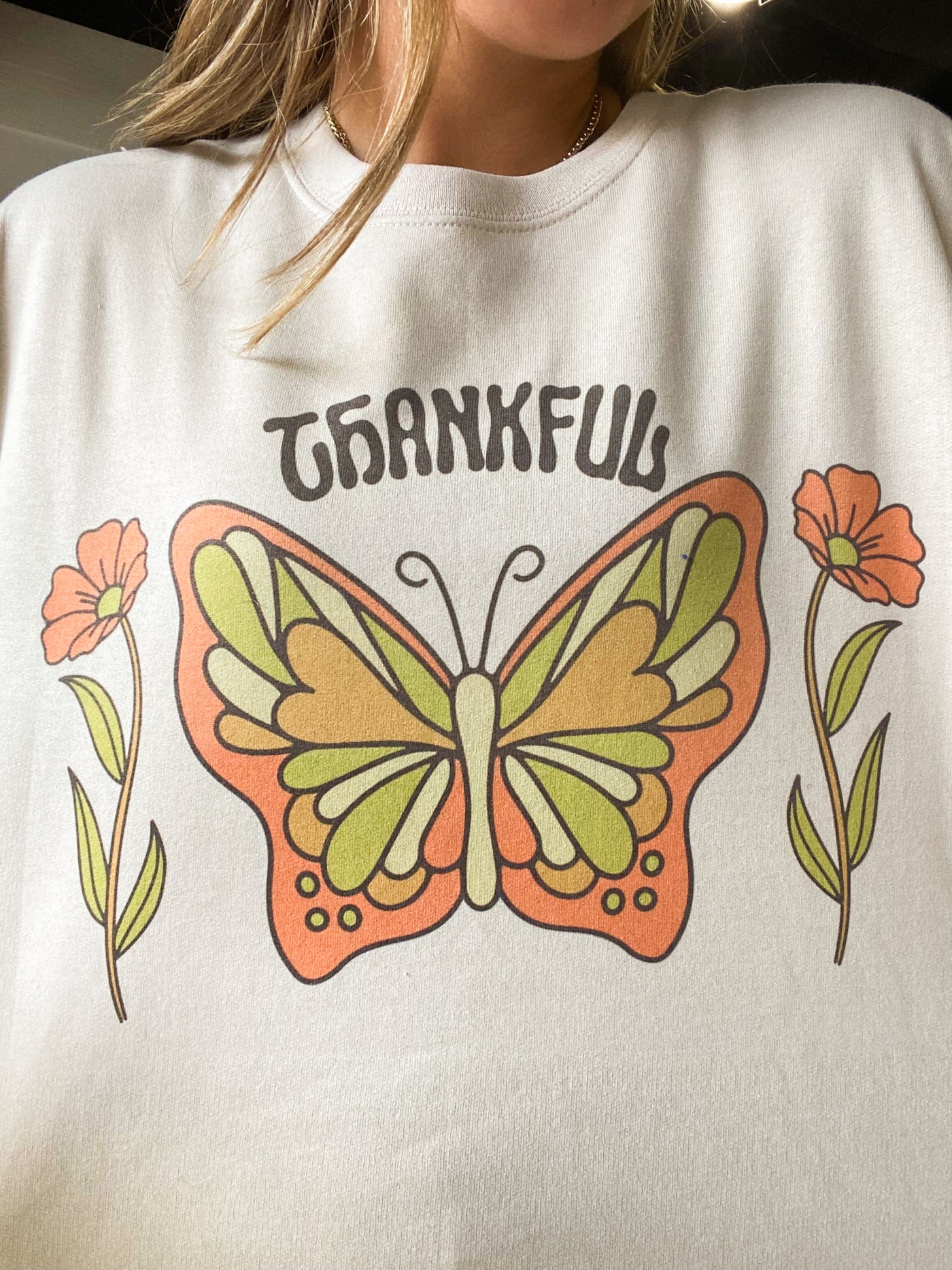Thankful Butterfly Graphic Sweatshirt-135 - DEMAND GRAPHIC-LEATHER & LACE-[option4]-[option5]-[option6]-Leather & Lace Boutique Shop