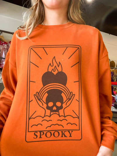 Spooky Card Graphic Sweatshirt-135 - DEMAND GRAPHIC-LEATHER & LACE-[option4]-[option5]-[option6]-Leather & Lace Boutique Shop