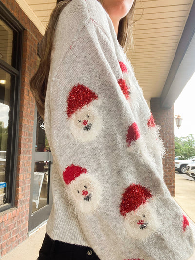 Santa Chenille Sweater - Grey-130 - TOPS - SWEATERS/SWEATSHIRTS-TRACIE'S-[option4]-[option5]-[option6]-Leather & Lace Boutique Shop