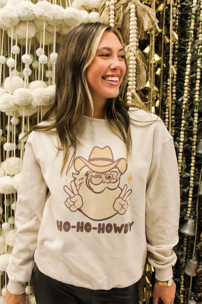 Ho Ho Howdy Graphic Sweatshirt-135 - DEMAND GRAPHIC-LEATHER & LACE-[option4]-[option5]-[option6]-Leather & Lace Boutique Shop