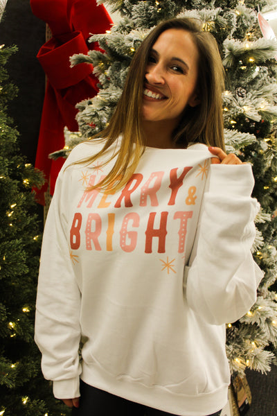 Merry & Bright Graphic Sweatshirt-135 - DEMAND GRAPHIC-LEATHER & LACE-[option4]-[option5]-[option6]-Leather & Lace Boutique Shop