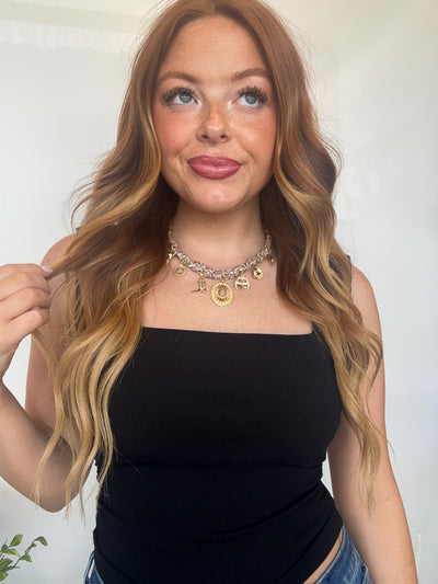 Charm Scarf Necklace- Brown-190 - ACCESSORIES - JEWELRY-FAME ACCESSORIES-[option4]-[option5]-[option6]-Leather & Lace Boutique Shop