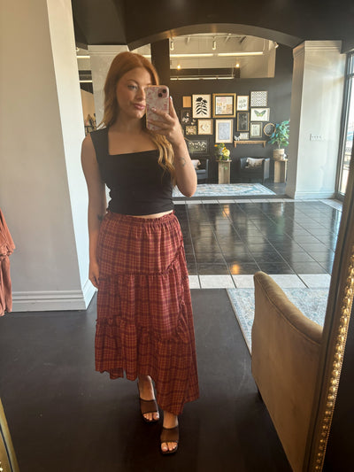 Fall Plaid Midi Skirt-160 - BOTTOMS - OTHER-EDGEMINE-[option4]-[option5]-[option6]-Leather & Lace Boutique Shop
