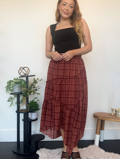 Fall Plaid Midi Skirt-160 - BOTTOMS - OTHER-EDGEMINE-[option4]-[option5]-[option6]-Leather & Lace Boutique Shop