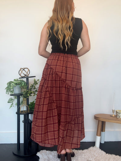 Fall Plaid Midi Skirt-160 - BOTTOMS - OTHER-EDGEMINE-[option4]-[option5]-[option6]-Leather & Lace Boutique Shop