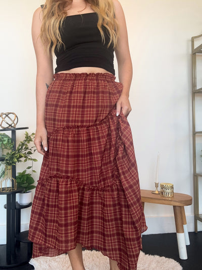 Fall Plaid Midi Skirt-160 - BOTTOMS - OTHER-EDGEMINE-[option4]-[option5]-[option6]-Leather & Lace Boutique Shop