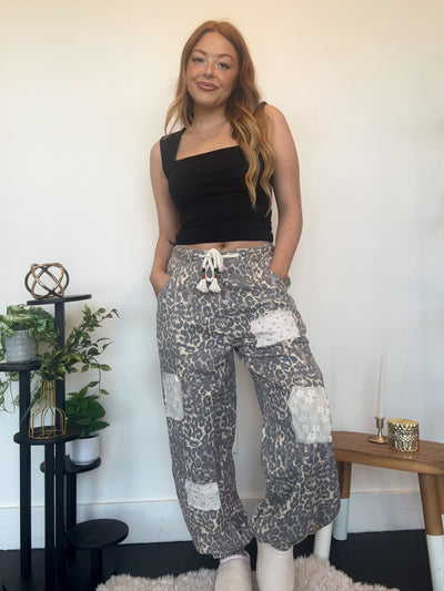 Leopard Patchwork Joggers-160 - BOTTOMS - OTHER-POL-[option4]-[option5]-[option6]-Leather & Lace Boutique Shop
