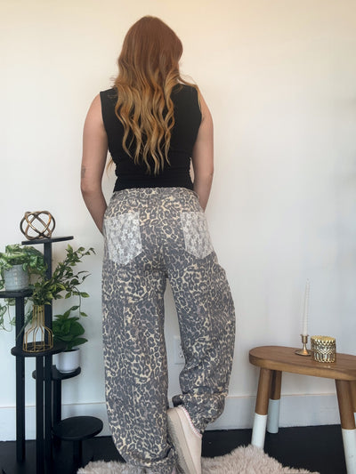 Leopard Patchwork Joggers-160 - BOTTOMS - OTHER-POL-[option4]-[option5]-[option6]-Leather & Lace Boutique Shop