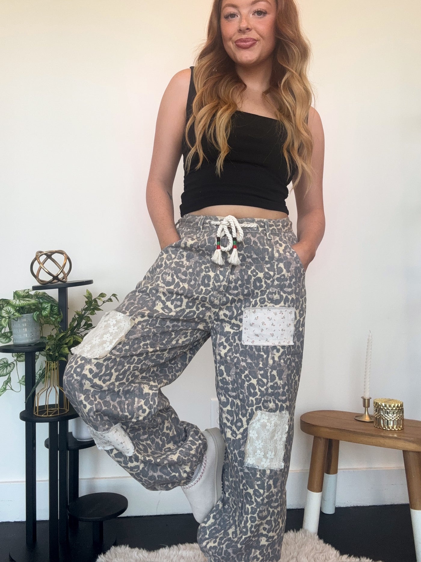 Leopard Patchwork Joggers-160 - BOTTOMS - OTHER-POL-[option4]-[option5]-[option6]-Leather & Lace Boutique Shop