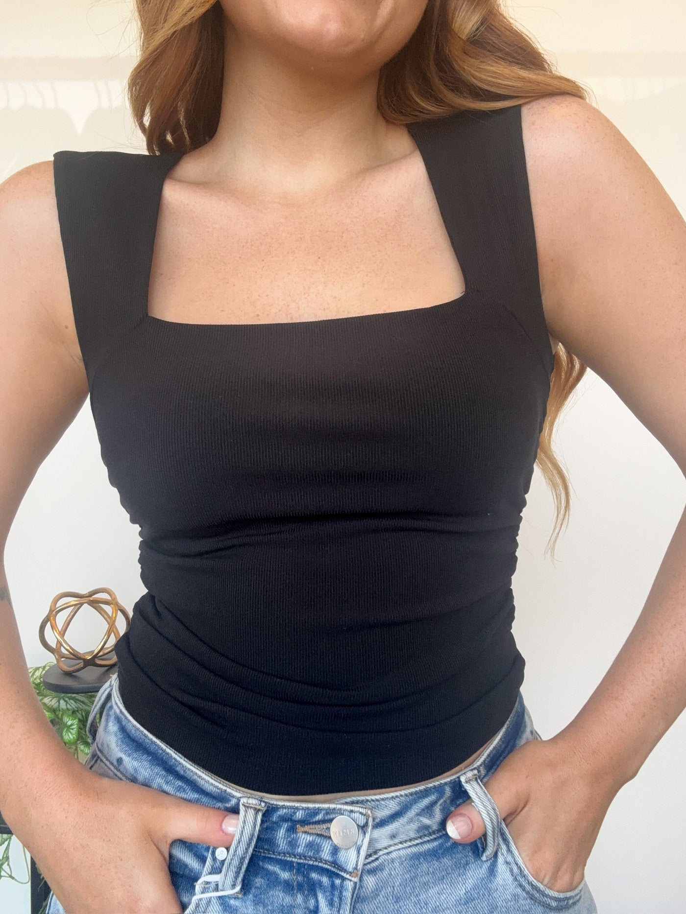 Square Neck Ruched Tank