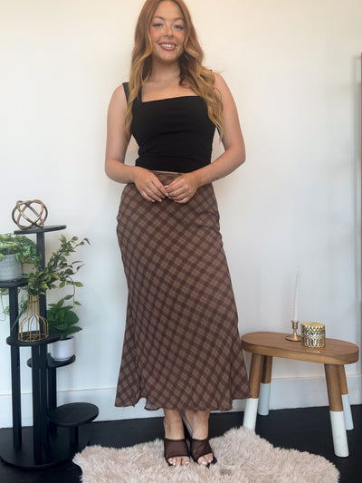 Mocha Midi Skirt-160 - BOTTOMS - OTHER-EDGEMINE-[option4]-[option5]-[option6]-Leather & Lace Boutique Shop