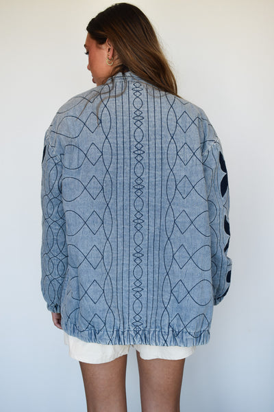 Quilted Denim Jacket-140 - TOPS - LAYERS/OUTERWEAR-BLUE VELVET-[option4]-[option5]-[option6]-Leather & Lace Boutique Shop