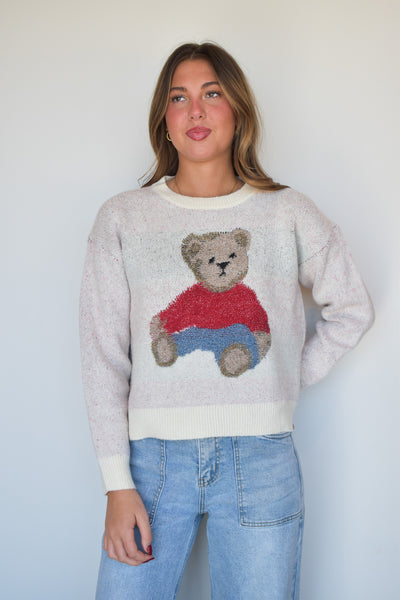 Vintage Teddy Sweater-130 - TOPS - SWEATERS/SWEATSHIRTS-DEBUT-[option4]-[option5]-[option6]-Leather & Lace Boutique Shop