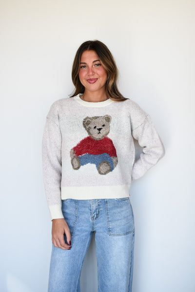 Vintage Teddy Sweater-130 - TOPS - SWEATERS/SWEATSHIRTS-DEBUT-[option4]-[option5]-[option6]-Leather & Lace Boutique Shop
