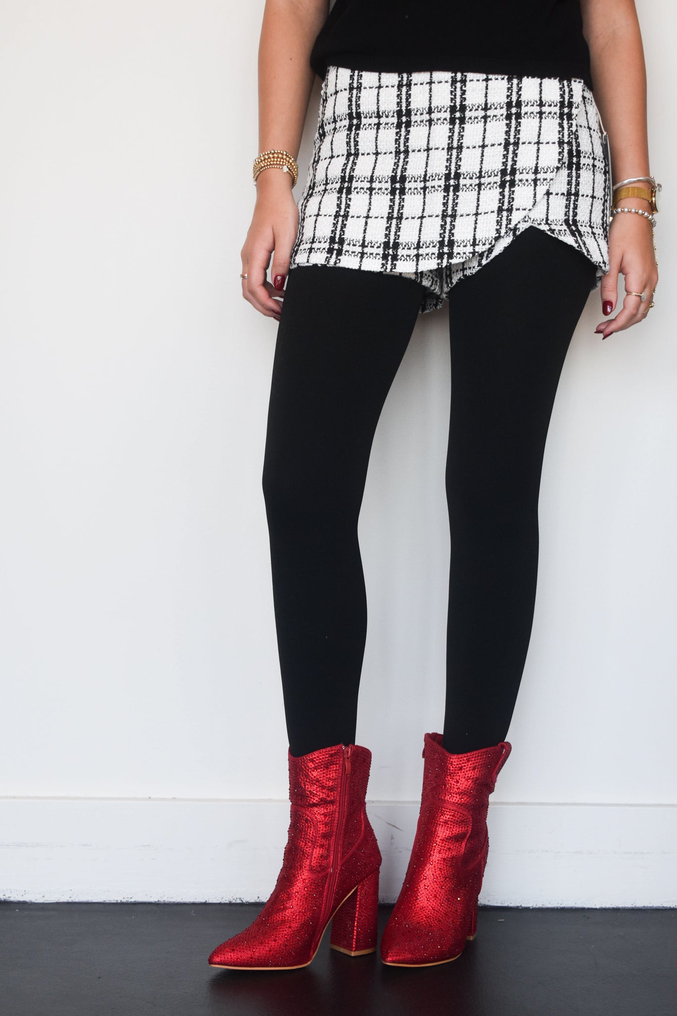 Fleece Lined Layering Tights- Black-160 - BOTTOMS - OTHER-VIDA-[option4]-[option5]-[option6]-Leather & Lace Boutique Shop