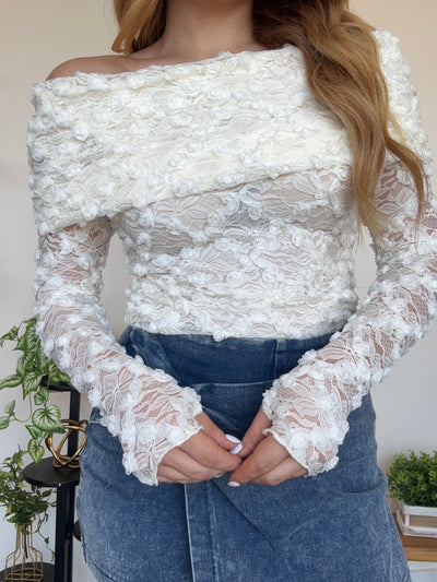 Ivory Off The Shoulder Floral Top