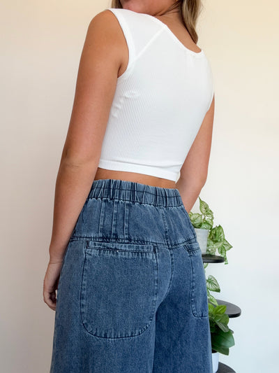 Ruched Cropped Brami- Ivory-100 - TOPS - SHORT SLEEVE/SLEEVELESS-VERY J-[option4]-[option5]-[option6]-Leather & Lace Boutique Shop