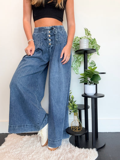 Gigi Wide Leg Denim-150 - BOTTOMS - DENIM-BIBI-[option4]-[option5]-[option6]-Leather & Lace Boutique Shop