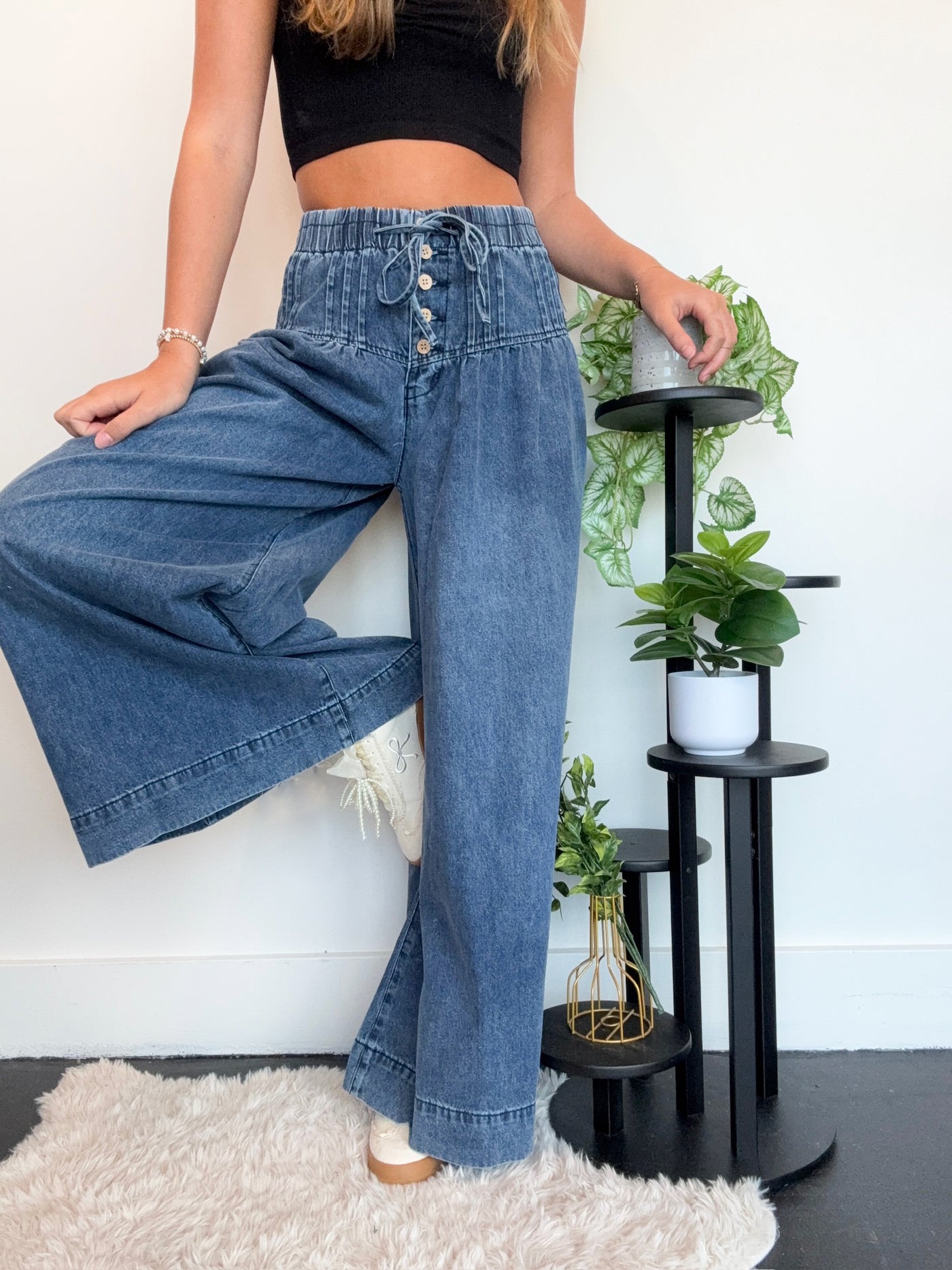 Gigi Wide Leg Denim-150 - BOTTOMS - DENIM-BIBI-[option4]-[option5]-[option6]-Leather & Lace Boutique Shop