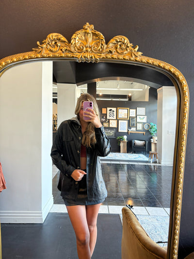 Layered Faux Leather Jacket- Black-140 - TOPS - LAYERS/OUTERWEAR-MYSTREE-[option4]-[option5]-[option6]-Leather & Lace Boutique Shop
