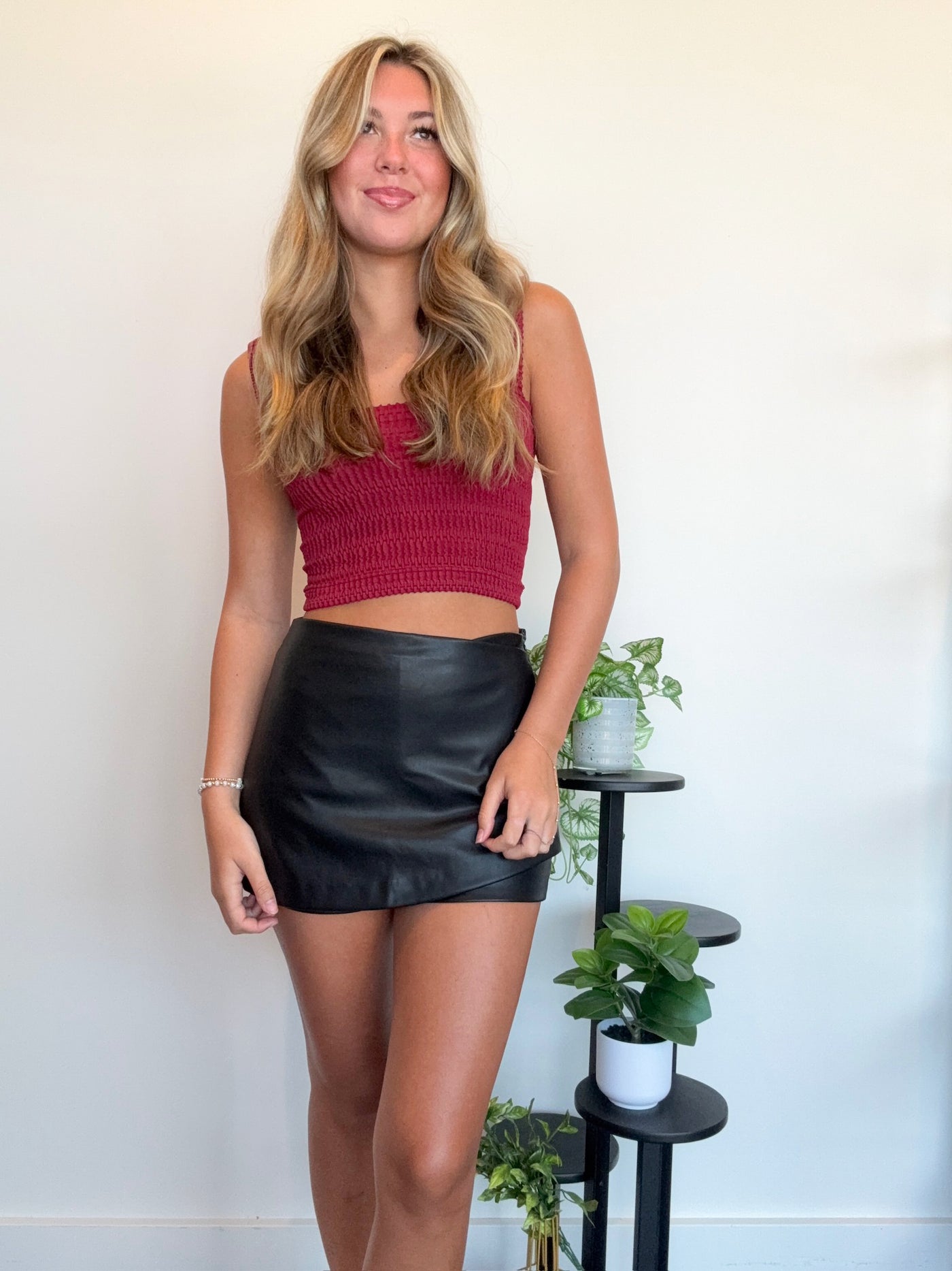 Smocked Square Neck Tank-100 - TOPS - SHORT SLEEVE/SLEEVELESS-ANWND-[option4]-[option5]-[option6]-Leather & Lace Boutique Shop