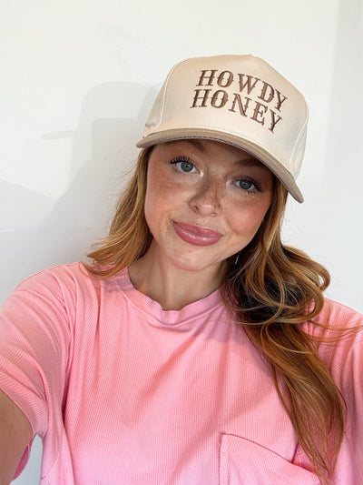 Howdy Honey Trucker Hat-190 - ACCESSORIES - HATS/HEADWEAR-LEATHER & LACE-[option4]-[option5]-[option6]-Leather & Lace Boutique Shop