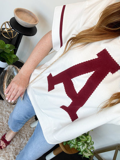 Crimson Stitch Oversized Tee-100 - TOPS - SHORT SLEEVE/SLEEVELESS-LEATHER & LACE-[option4]-[option5]-[option6]-Leather & Lace Boutique Shop