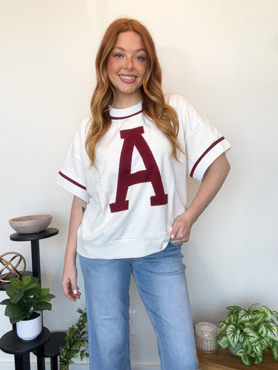 Crimson Stitch Oversized Tee-100 - TOPS - SHORT SLEEVE/SLEEVELESS-LEATHER & LACE-[option4]-[option5]-[option6]-Leather & Lace Boutique Shop