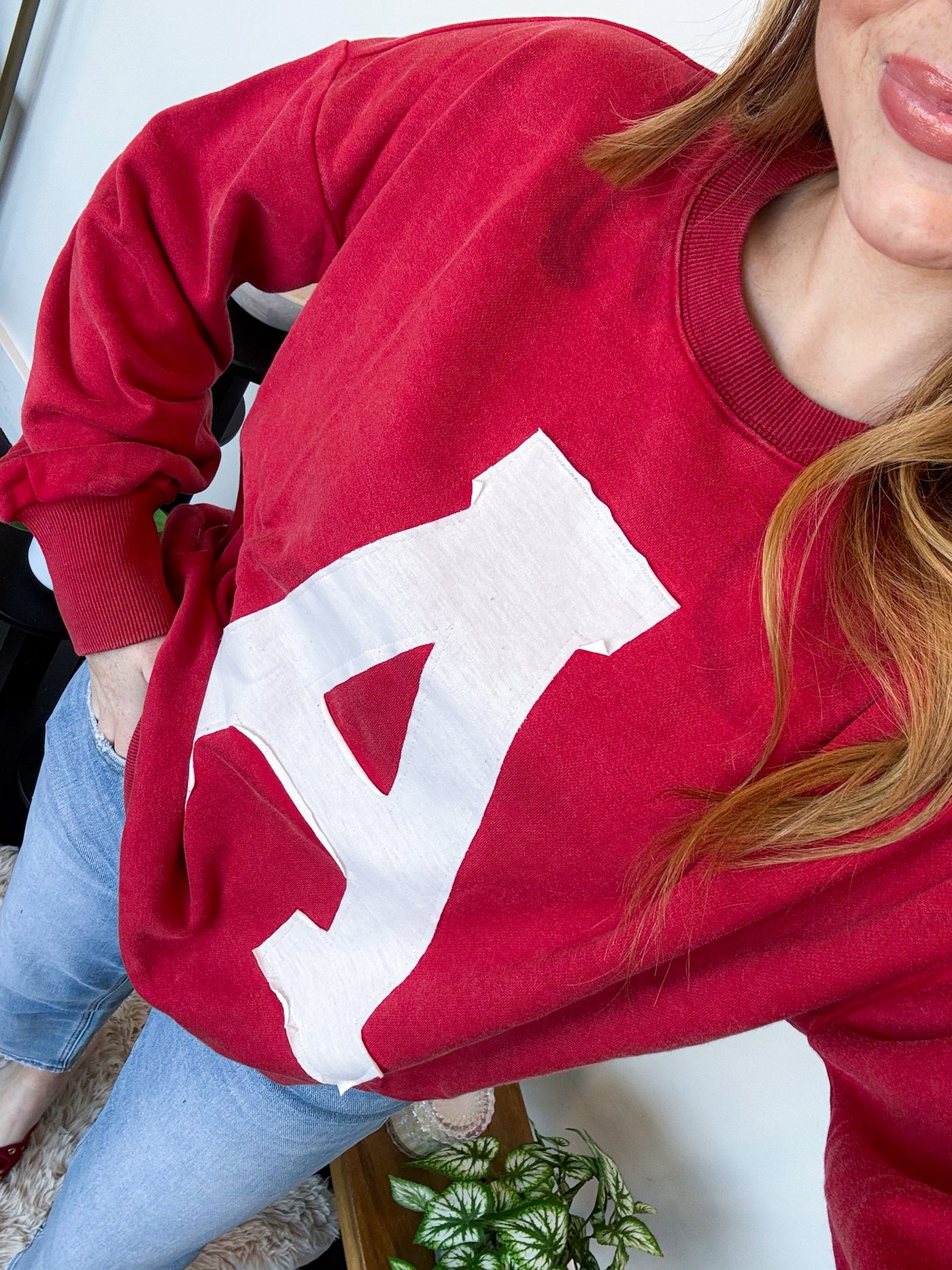 Vintage Wash Letterman Crewneck-130 - TOPS - SWEATERS/SWEATSHIRTS-LEATHER & LACE-[option4]-[option5]-[option6]-Leather & Lace Boutique Shop